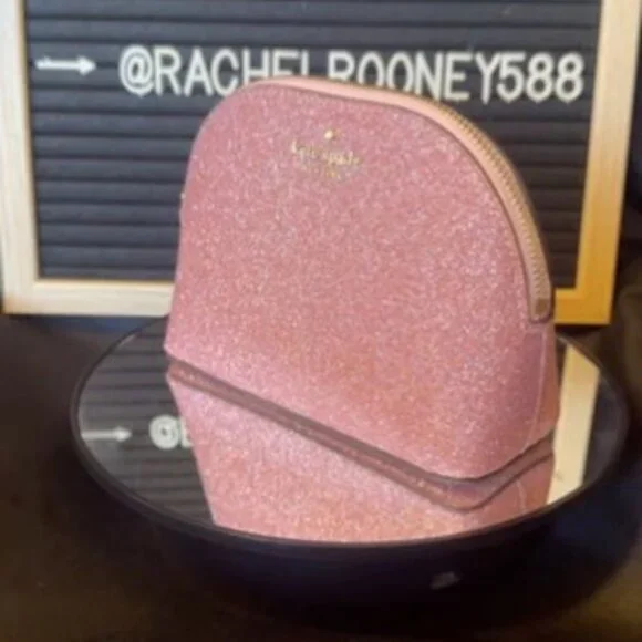 Kate Spade Small Pink Sparkle Makeup Pouch - NWOT - Picture 4 of 4